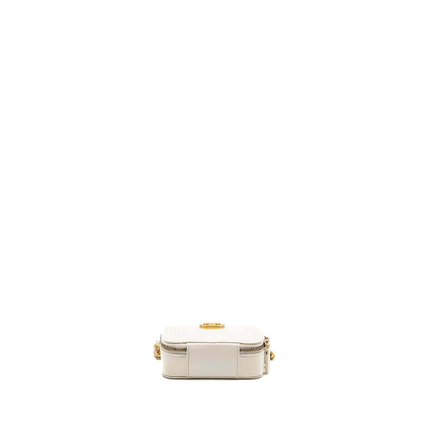 Chanel Boy Chain Clutch Caviar White  (Microchip)