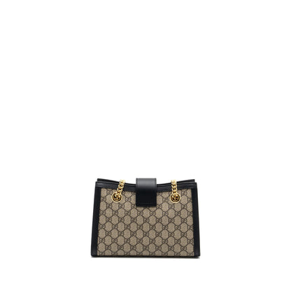 Gucci small GG padlock shoulder bag GG supreme canvas black