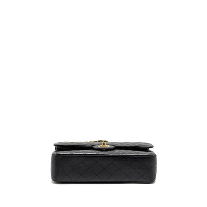 CHANEL Medium Classic Double Flap Bag Caviar Black  (Microchip)
