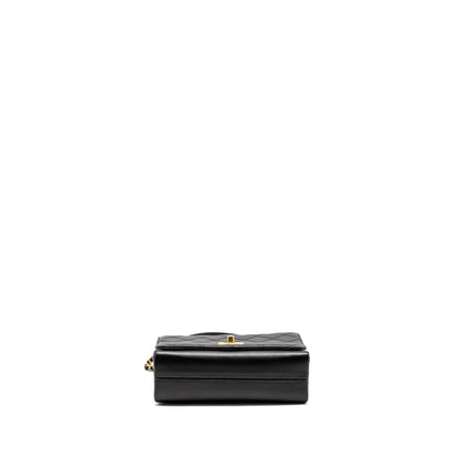 CHANEL Seasonal Flap Bag Giant Chain Handle with Pearl Calfskin Black Brush  (Microchip)