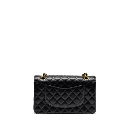 CHANEL Medium Classic Double Flap Bag Caviar Black  (Microchip)