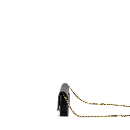 Chanel Camellia Wallet on chain Caviar Black  (Microchip)