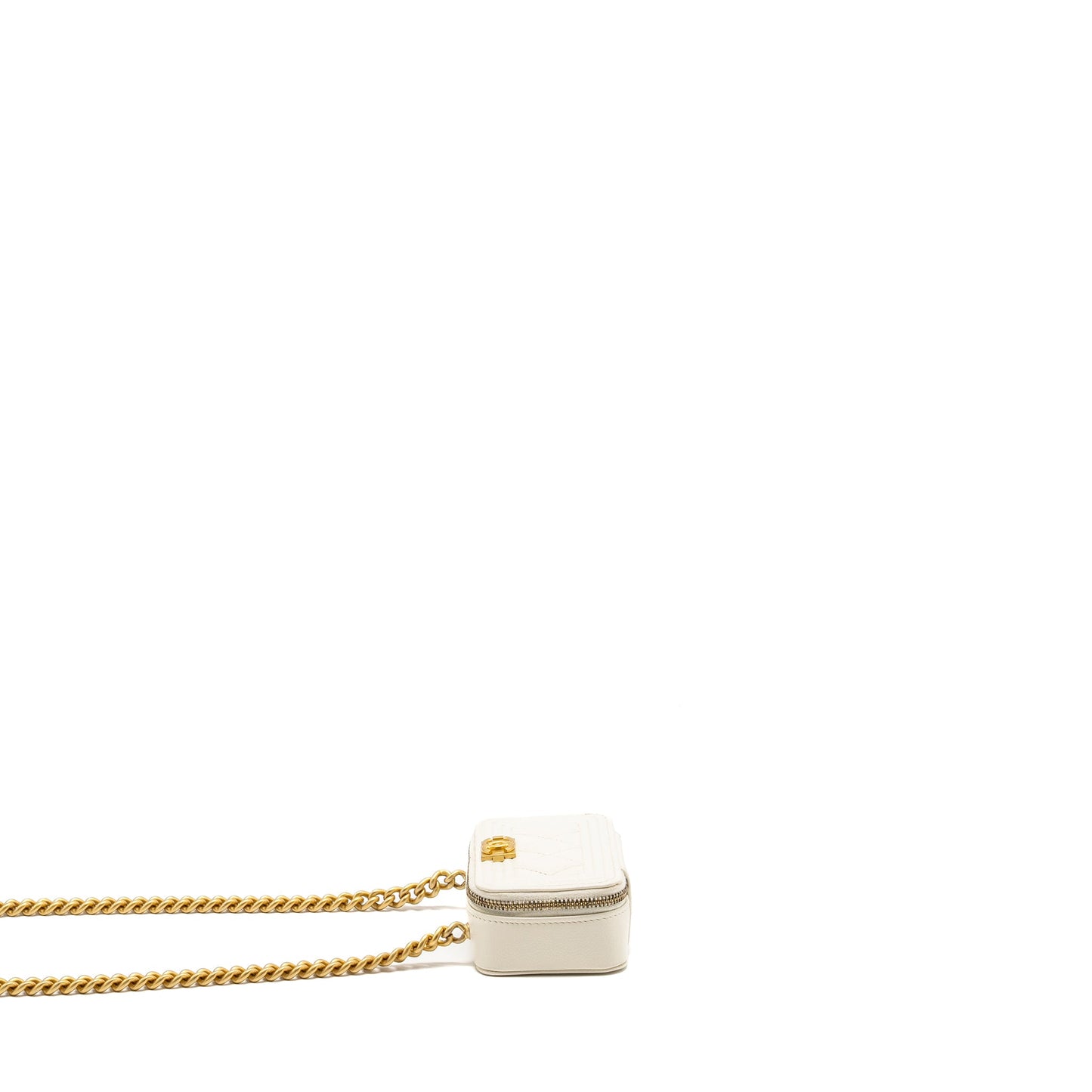 Chanel Boy Chain Clutch Caviar White  (Microchip)