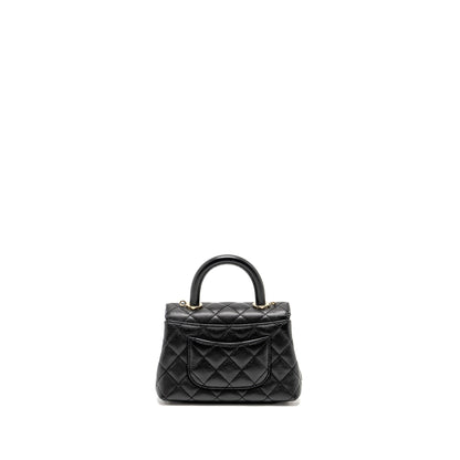 CHANEL Mini Coco Handle Caviar Black L (Microchip)