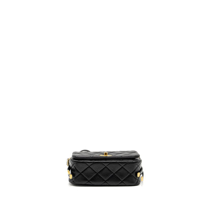 Chanel 23B Detail Chains Quilted Flap Bag Lambskin Black (Microchip)