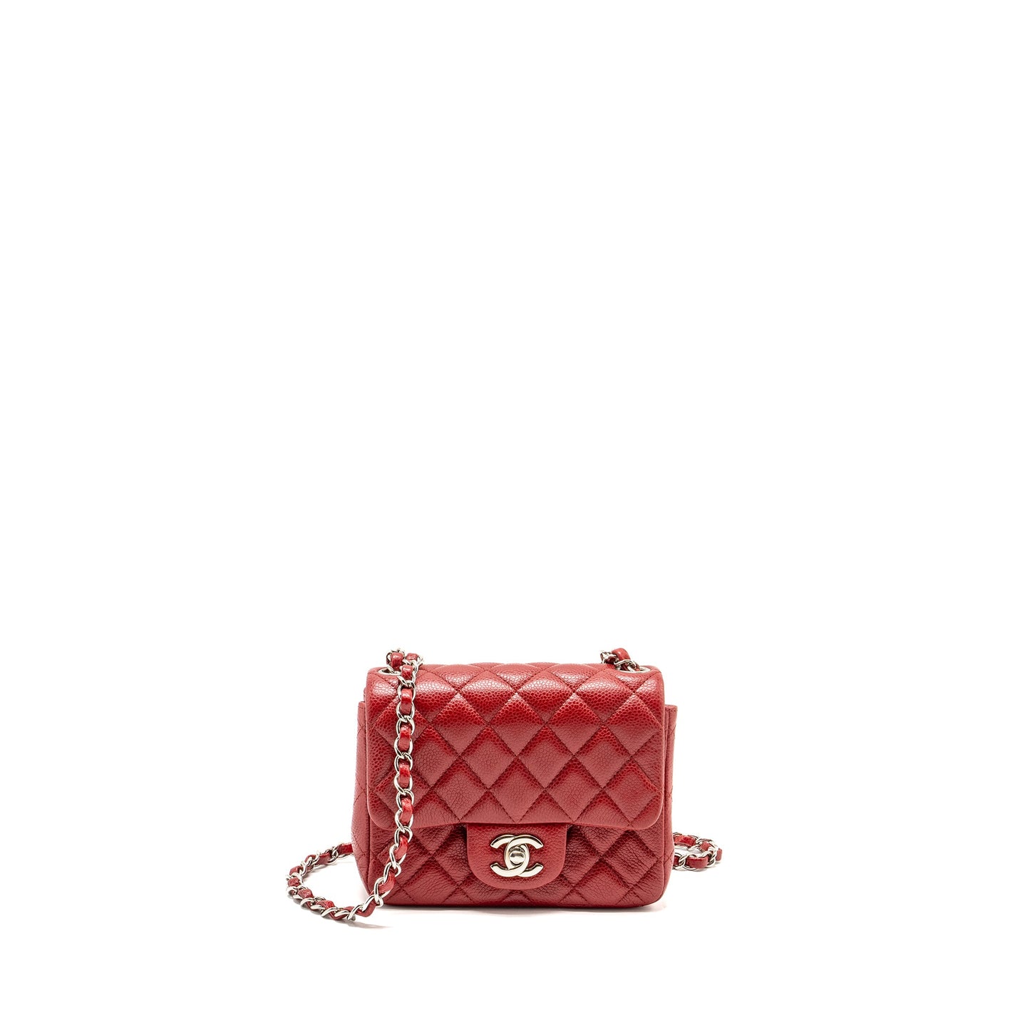 Chanel Mini Square Flap bag Caviar Red