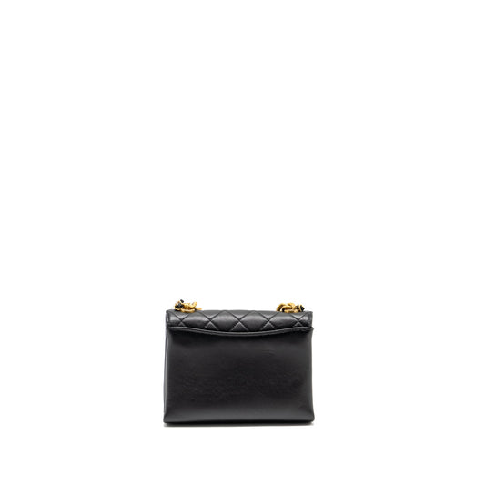 CHANEL Seasonal Flap Bag Giant Chain Handle with Pearl Calfskin Black Brush  (Microchip)