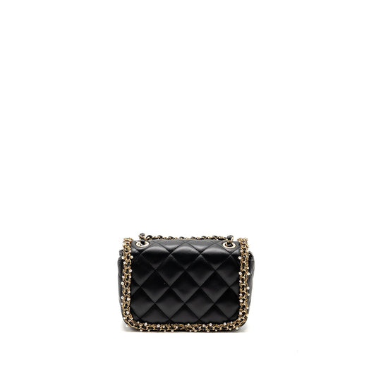 Chanel Pearl Detailed Edge Mini Flap Bag Lambskin Black L (Microchip)