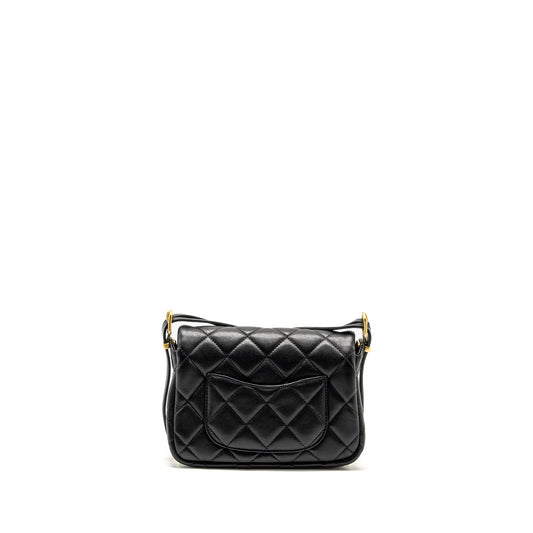 Chanel 23B Detail Chains Quilted Flap Bag Lambskin Black (Microchip)
