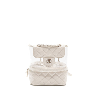 CHANEL TRANSPARENT BACKPACK PVC/SHINY CALFSKIN WHITE
