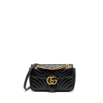 GUCCI SMALL GG MARMONT BAG CALFSKIN BLACK
