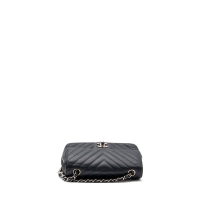 Chanel Mini Rectangular Flap Bag Chevron Caviar Black