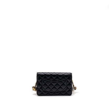 Chanel 23k Pearl Crush Wallet On Chain Lambskin Black  (Microchip)