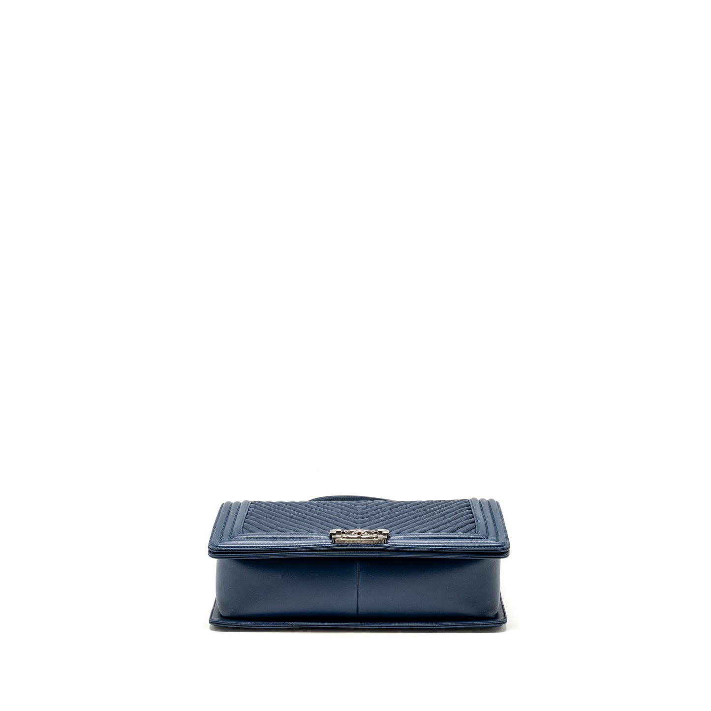 Chanel new medium boy bag chevron Lambskin blue ruthenium