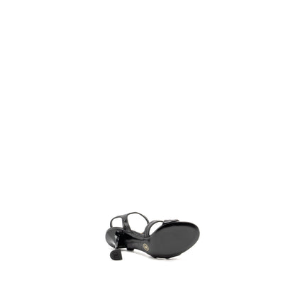 Chanel Size 36 CC Sandals Matte Crocodile-Embossed Calfskin Black