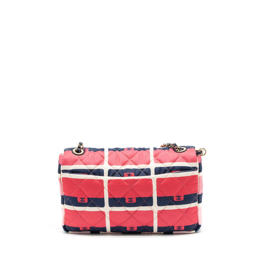 Chanel CC Logo Printed Flap Bag Fabric Multicolour L (Microchip)