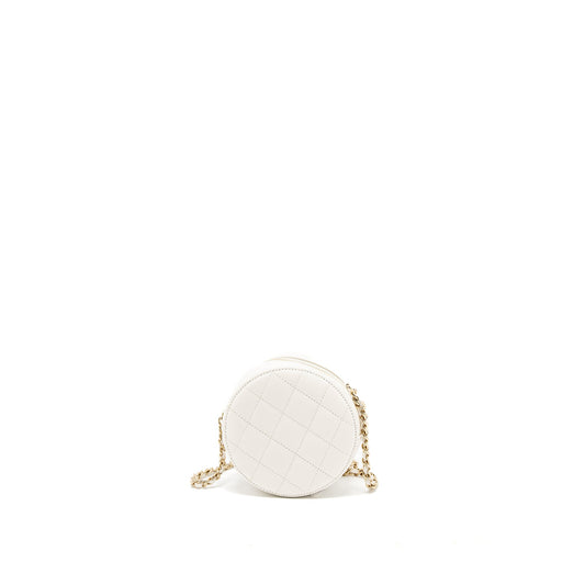 Chanel Round Clutch With Chain Caviar White L