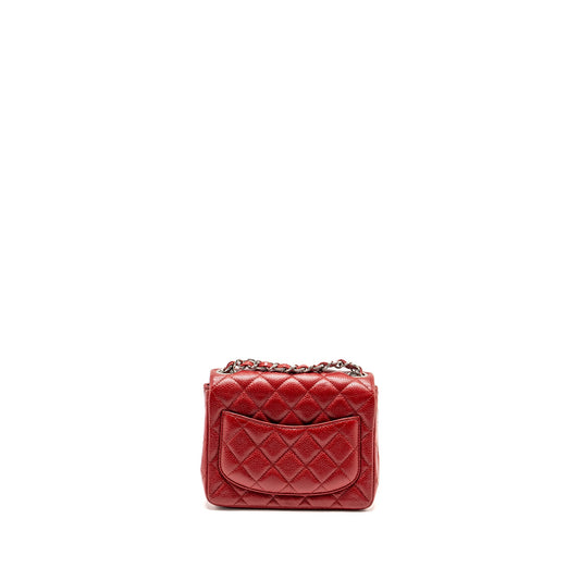 Chanel Mini Square Flap bag Caviar Red