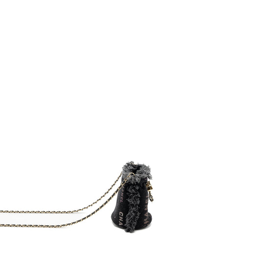 Chanel Super Mini Bucket Bag Black Denim L
