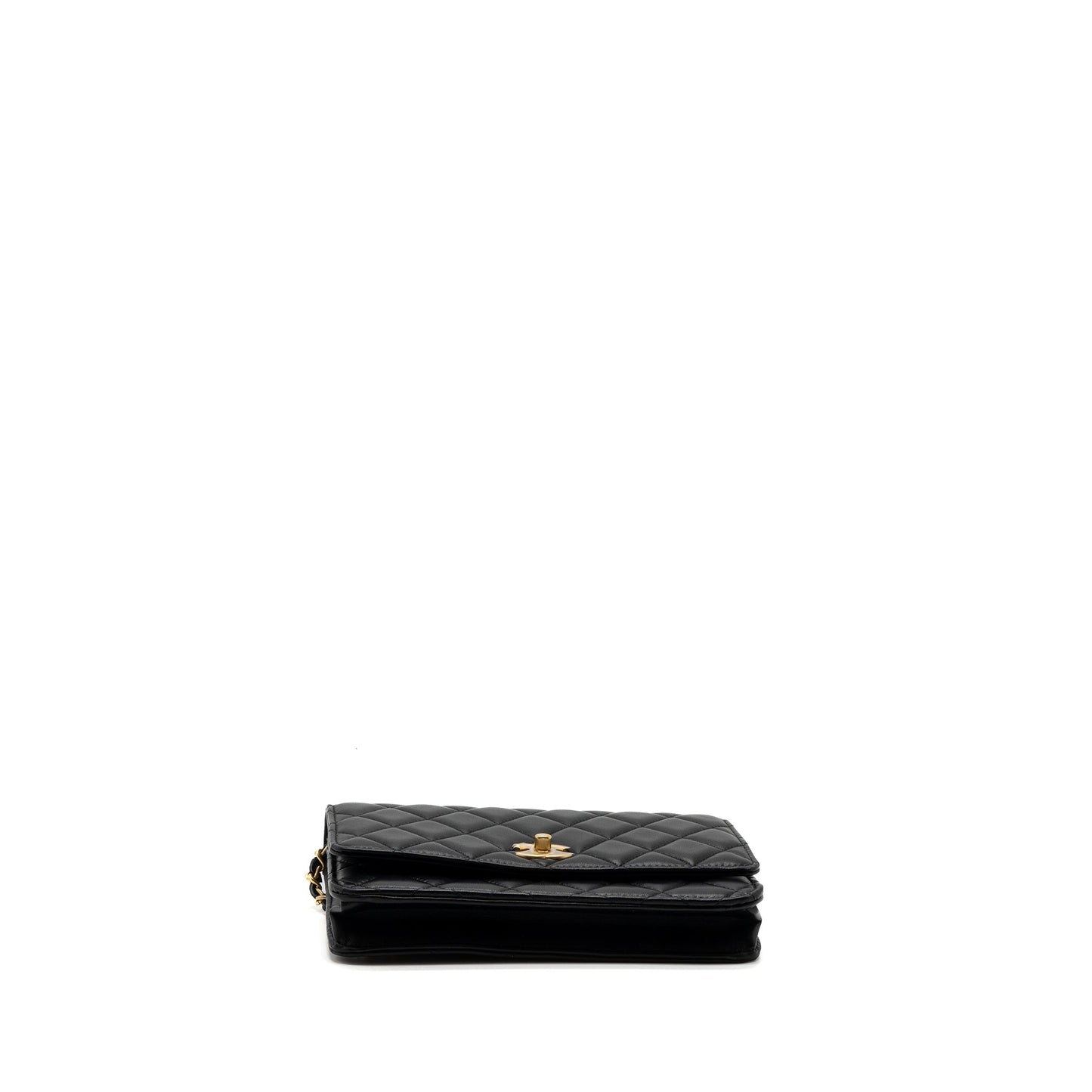 Chanel Pearl Crush Wallet On Chain Lambskin Black  (microchip)