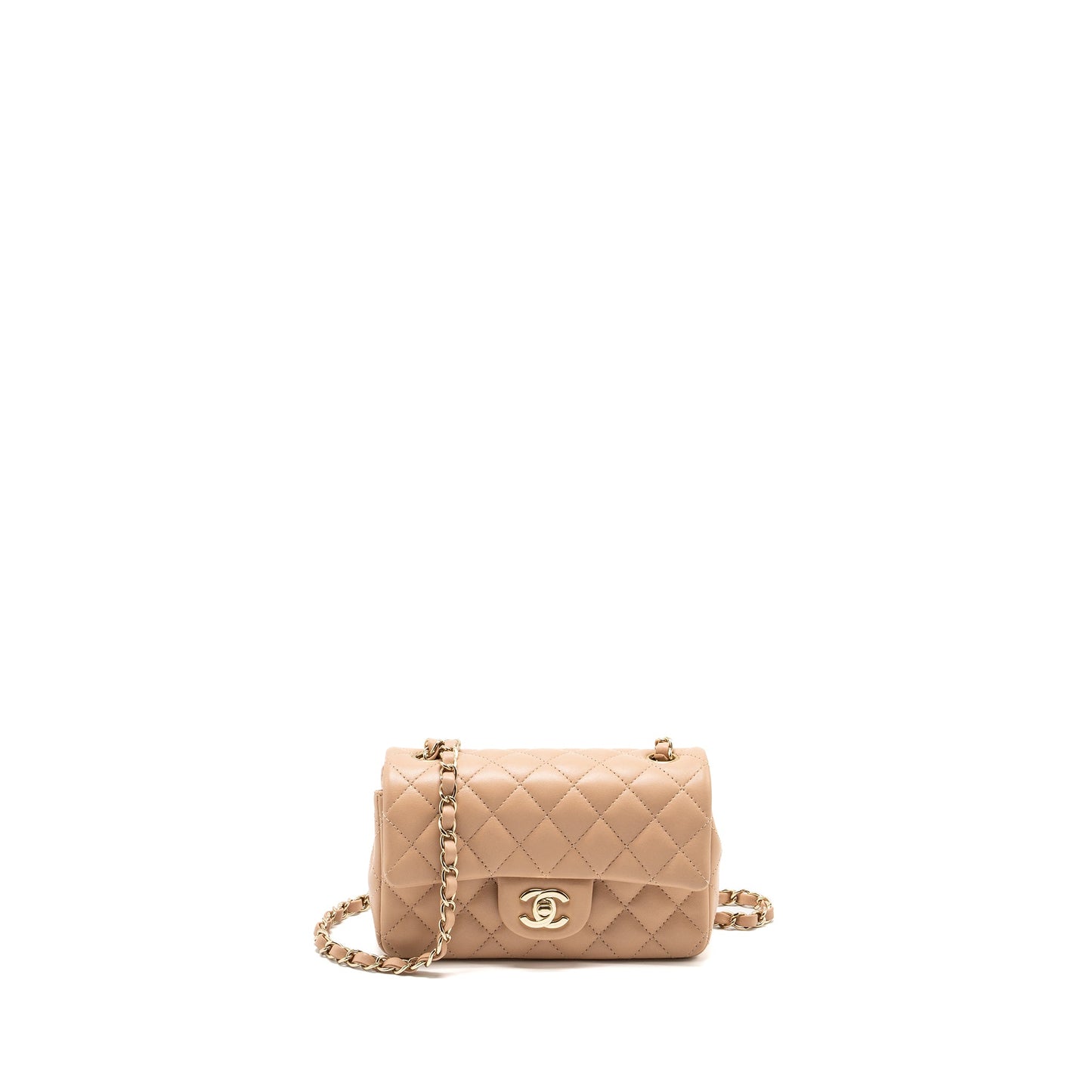 Chanel Mini Rectangular Flap Bag Lambskin Light Beige L (microchip)