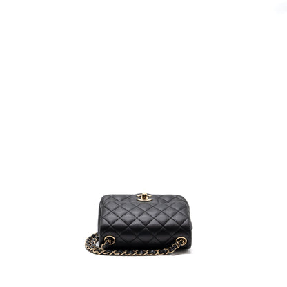 chanel mini square flap bag lambskin black