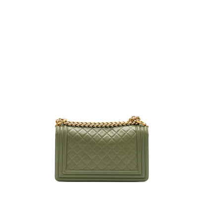 Chanel Medium boy bag lambskin green