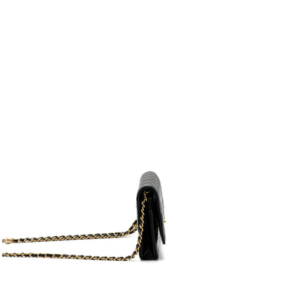 Chanel Pearl Crush Wallet On Chain Lambskin Black  (microchip)