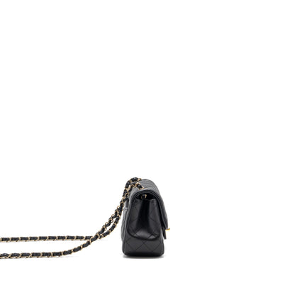 chanel mini square flap bag lambskin black