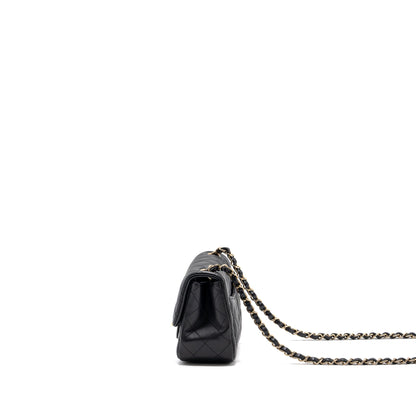 chanel mini square flap bag lambskin black