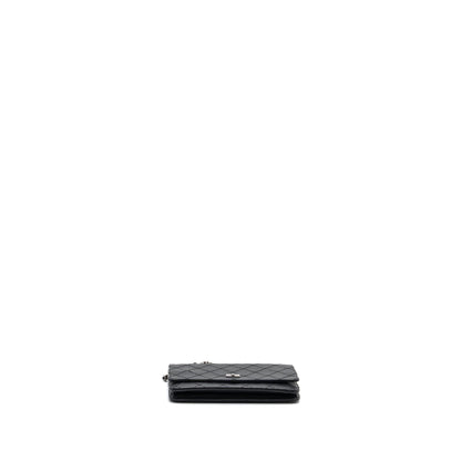 Chanel 2.55 Wallet On Chain Aged Calfskin Black Ruthenium