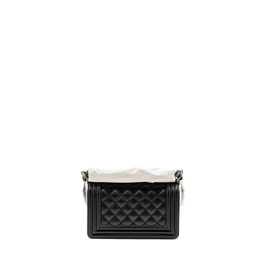 Chanel Small Boy Bag Caviar BLACK Ruthenium  (Microchip)