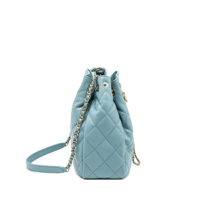 Chanel Bucket Bag Calfskin Light Blue L