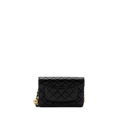 Chanel Pearl Crush Wallet On Chain Lambskin Black  (microchip)