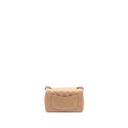 Chanel Mini Rectangular Flap Bag Lambskin Light Beige L (microchip)