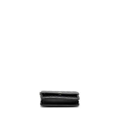 Chanel Pearl Chain Wallet On Chain Lambskin Black L(microchip)