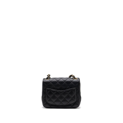 chanel mini square flap bag lambskin black