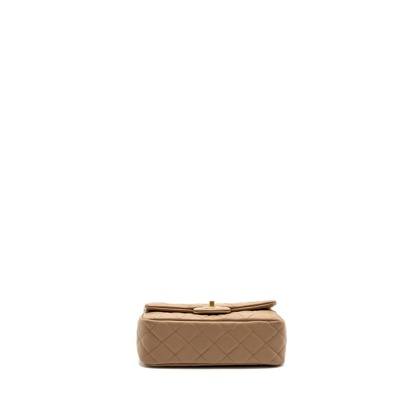 Chanel 22B pearl crush mini rectangular flap bag lambskin dark Beige  (Microchip)