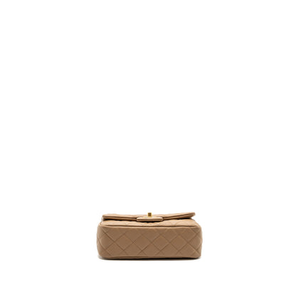Chanel 22B pearl crush mini rectangular flap bag lambskin dark Beige  (Microchip)