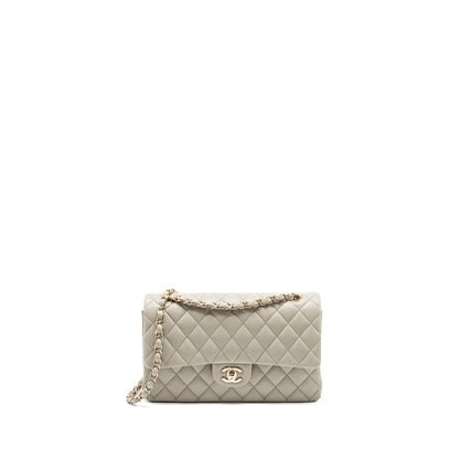 Chanel Medium Classic double flap bag lambskin light grey L (Microchip)