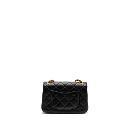 Chanel limited edition quilted flap bag lambskin black  (microchip)