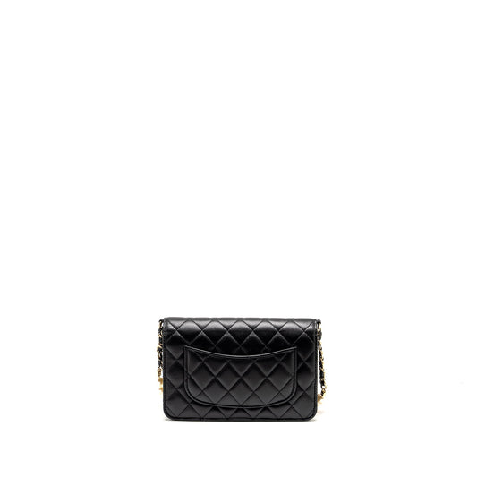 Chanel Pearl Chain Wallet On Chain Lambskin Black L(microchip)