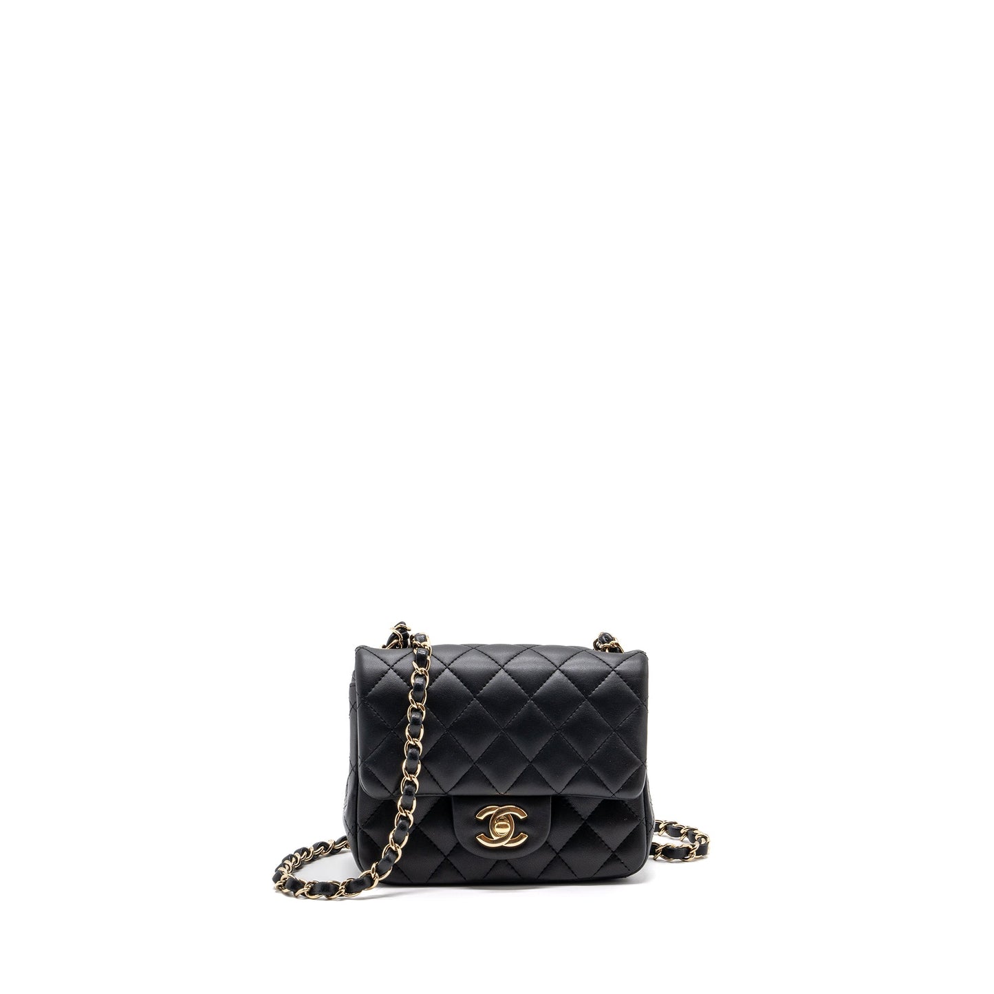 chanel mini square flap bag lambskin black