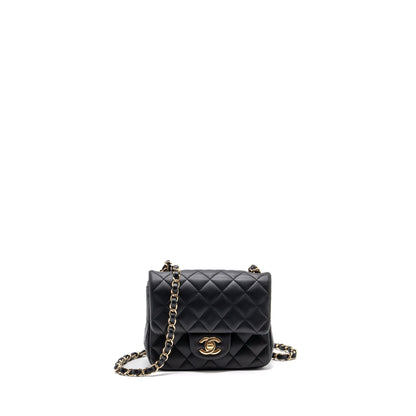 chanel mini square flap bag lambskin black