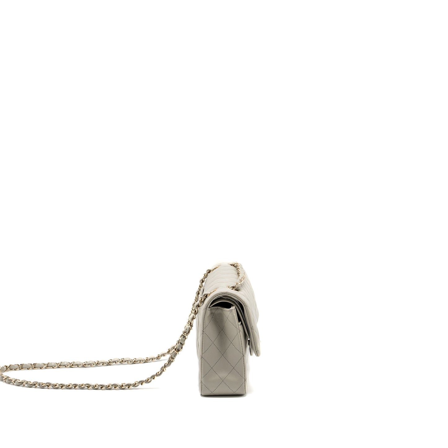Chanel Medium Classic double flap bag lambskin light grey L (Microchip)