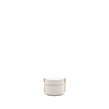 Chanel mini vanity with chain lambskin white L