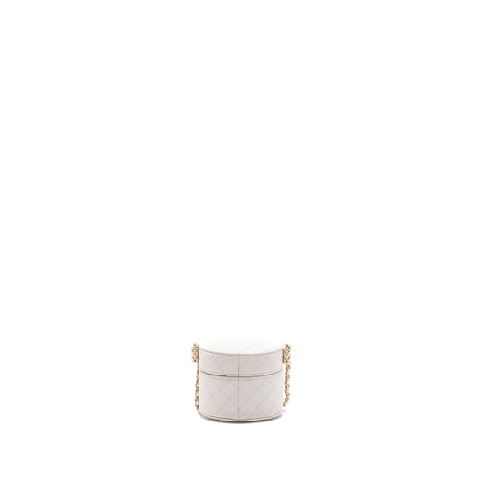 Chanel mini vanity with chain lambskin white L