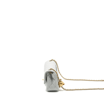 Chanel Pearl Crush Mini Rectangular Lambskin Light Grey Brushed  (Microchip)