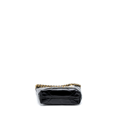 Chanel 23s Mini 22 Bag Shiny Calfskin Black Brushed  (Microchip)