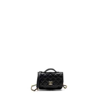 Chanel mini business affinity flap bag with chain caviar black L (microchip)